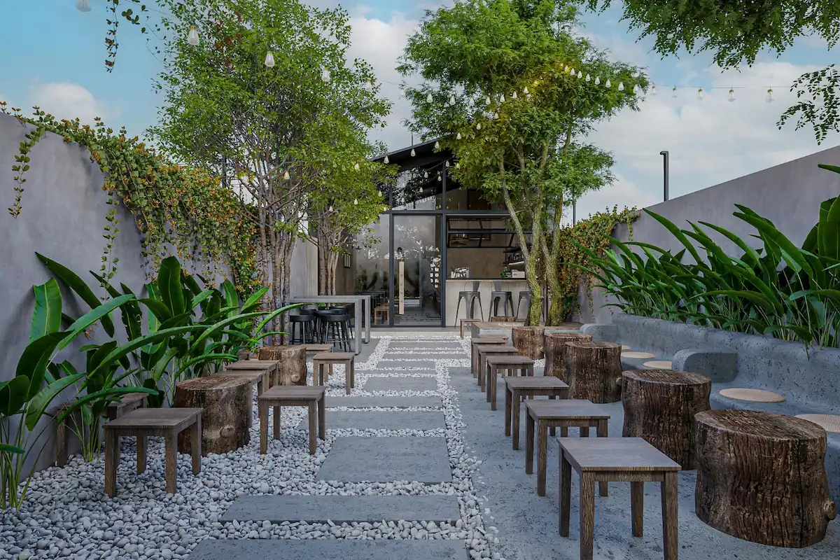 Outdoor Garden Cafe Model